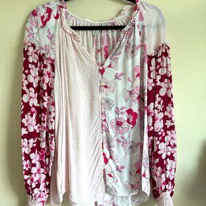 Cato Patchwork Romantic Pink Top